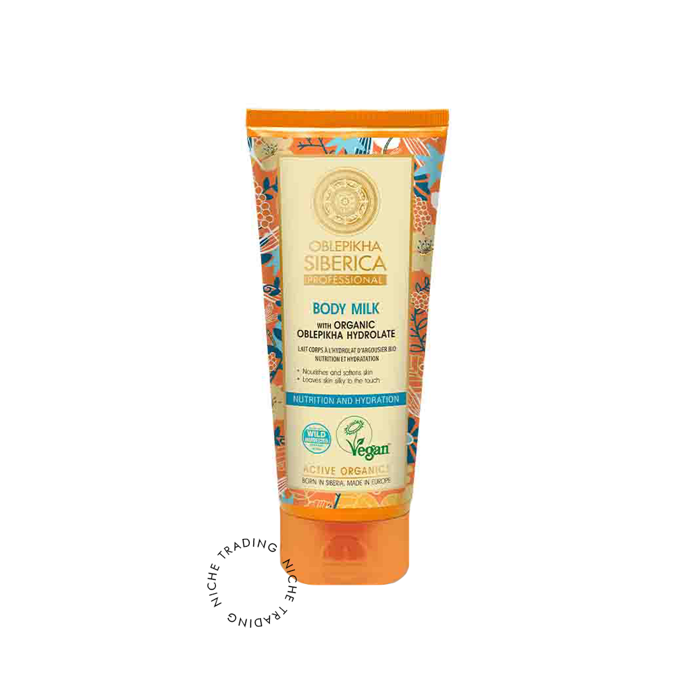 Body Milk with Organic Oblepikha Hydrolate, 200ml - Oblepikha | Niche Trading Qatar