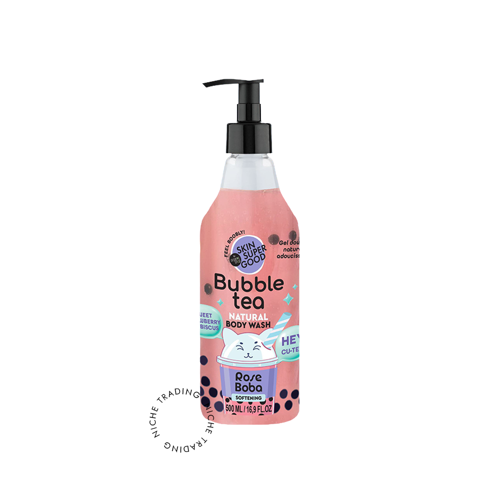 Bubble Tea. Rose Boba Softening Body Wash. Strawberry & Hibiscus, 500ml - Organic Shop | Niche Trading Qatar