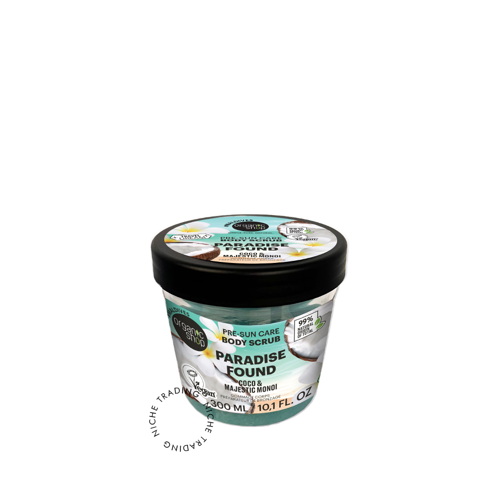 Paradise Found Body Scrub Pre-Sun Care. Coco&Majestic Monoi, 300ml - Organic Shop | Niche Trading Qatar