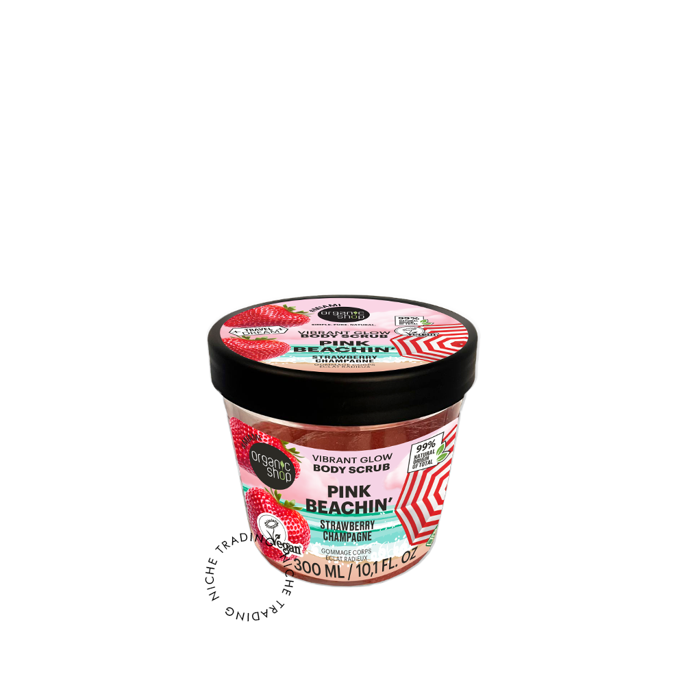 Pink Beachin Body Scrub Vibrant Glow. Strawberry Champagne, 300ml - Organic Shop | Niche Trading Qatar