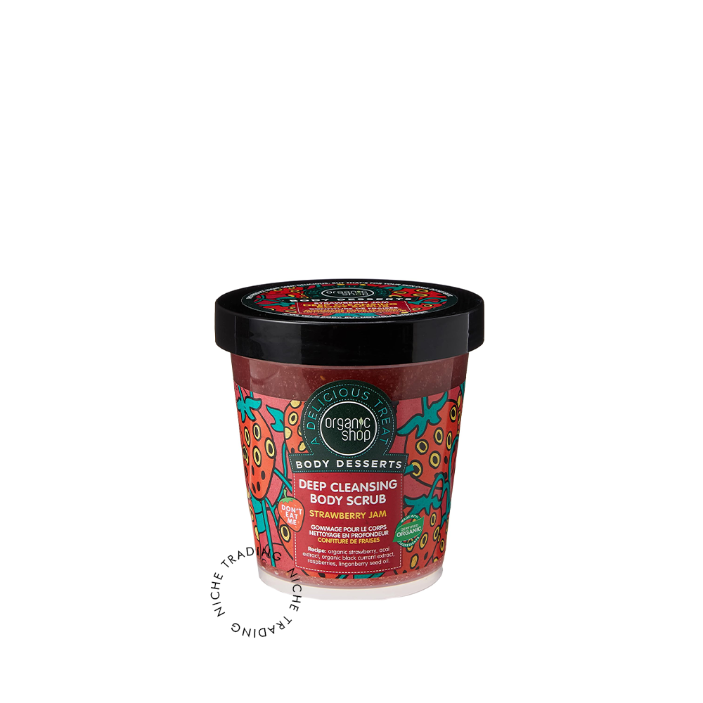 Organic Shop Body Desserts Strawberry Jam Deep Cleansing Body Scrub, 450ml