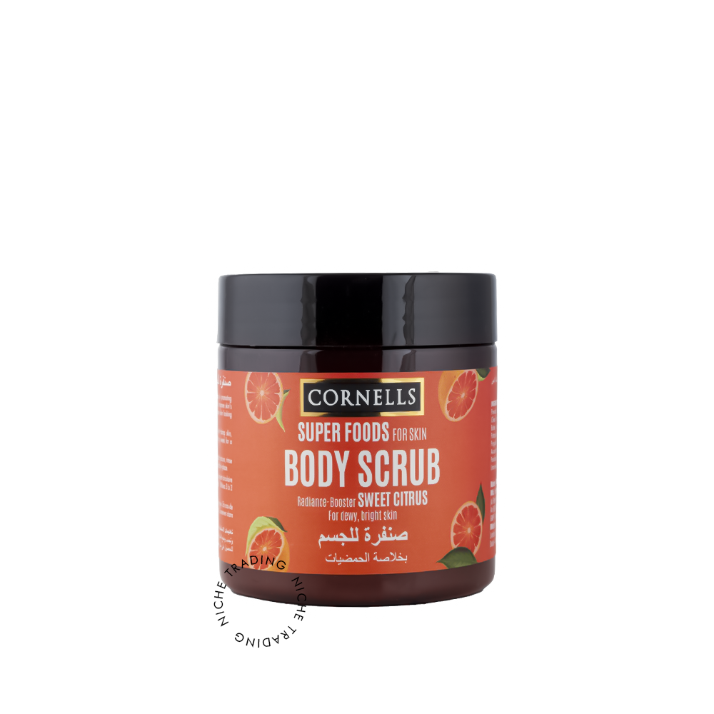 Cornells Sweet Citrus Body Scrub Super Foods for Skin 475ml - Cornells | Niche Trading Qatar