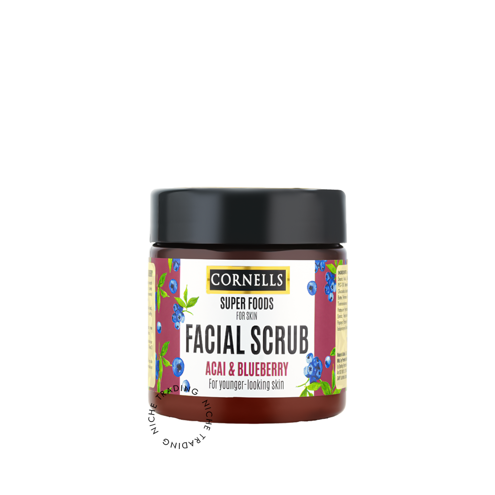 Cornells Acai & Blue Berry Facial Scrub Super Foods for Skin 330ml - Cornells | Niche Trading Qatar