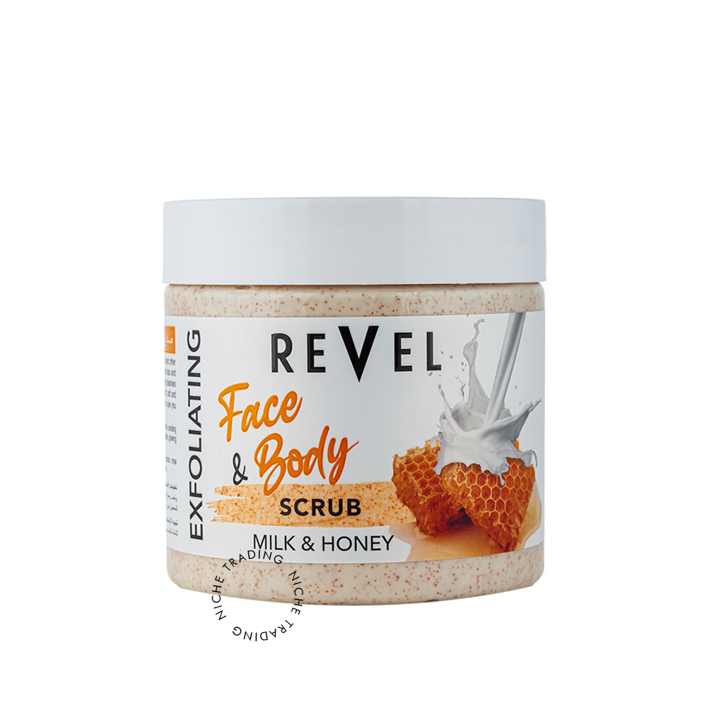 Revel Milk & Honey Exfoliating Scrub Face & Body 475ml - Revel | Niche Trading Qatar