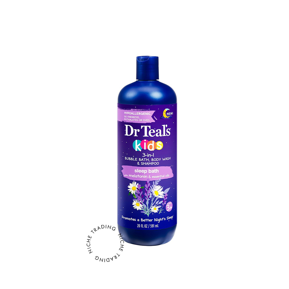 Dr Teals Kids 3-in-1 Bubble Bath, Body Wash & Shampoo, Sleep Bath with Melatonin 591ml