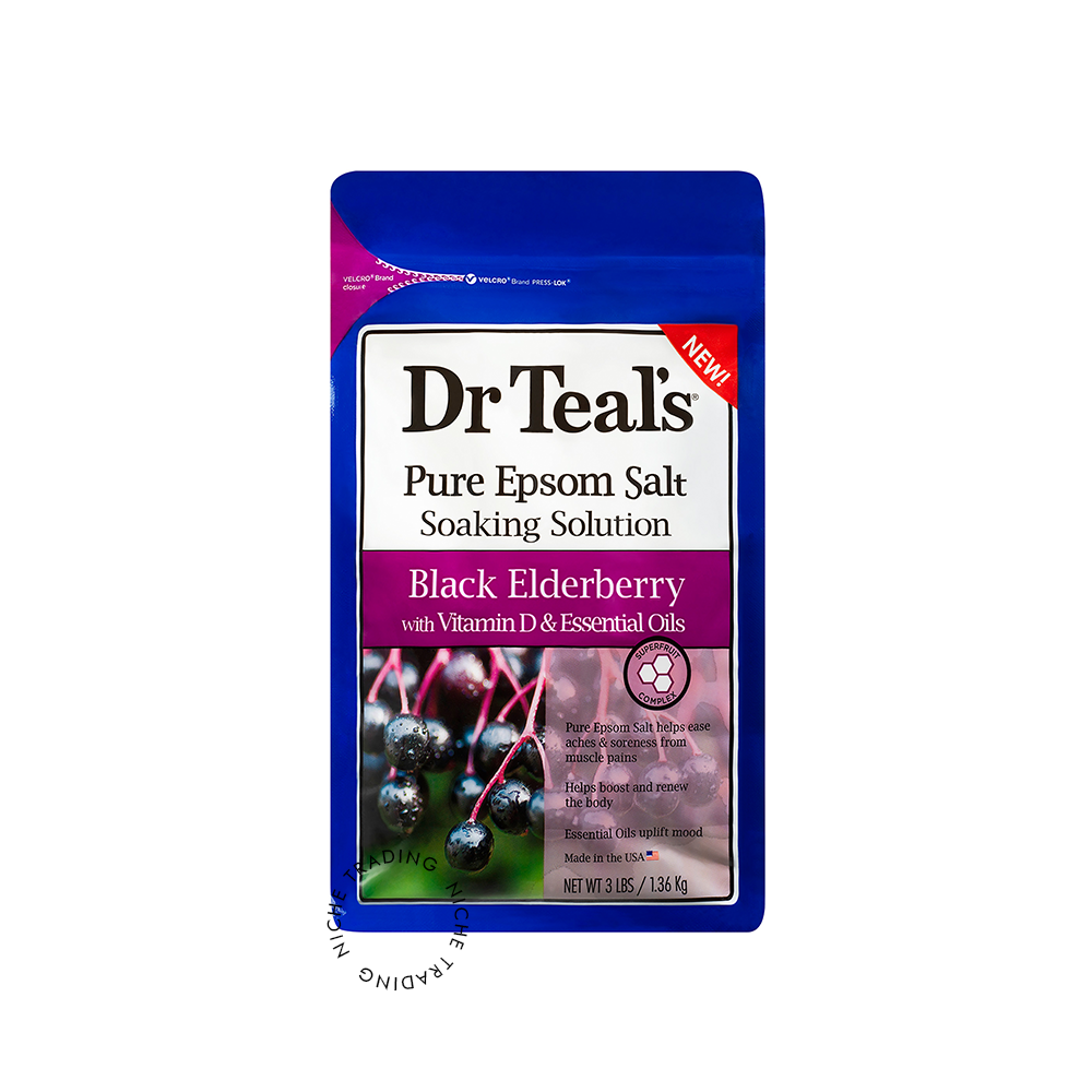 Dr Teals Dr Teals Pure Epsom Salt Soaking Solution Black Elderberry with Vitamin D & Essential Oils 1360 gm