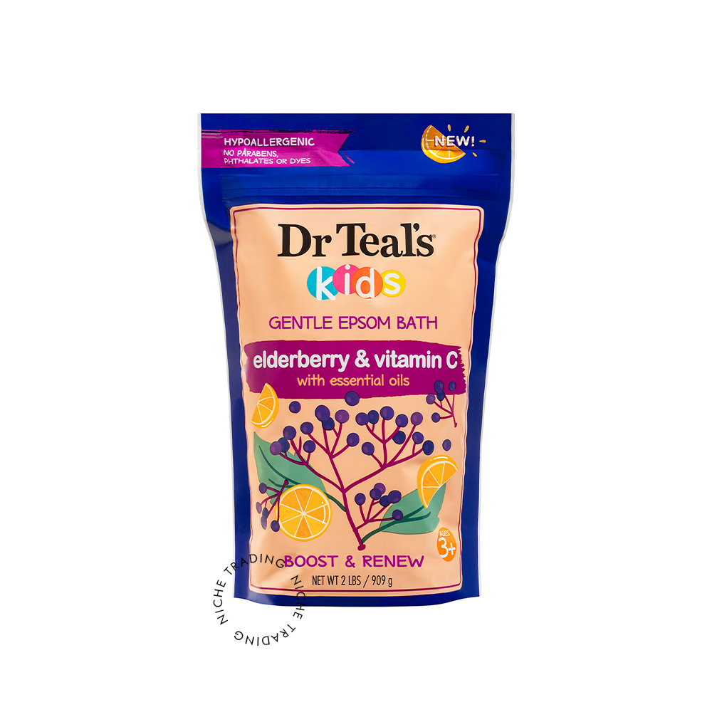 Dr. Teal S Kids Gentle Epsom Bath Boost & Renew with Elderberry & Vitamin C 2 Lbs 909 gm