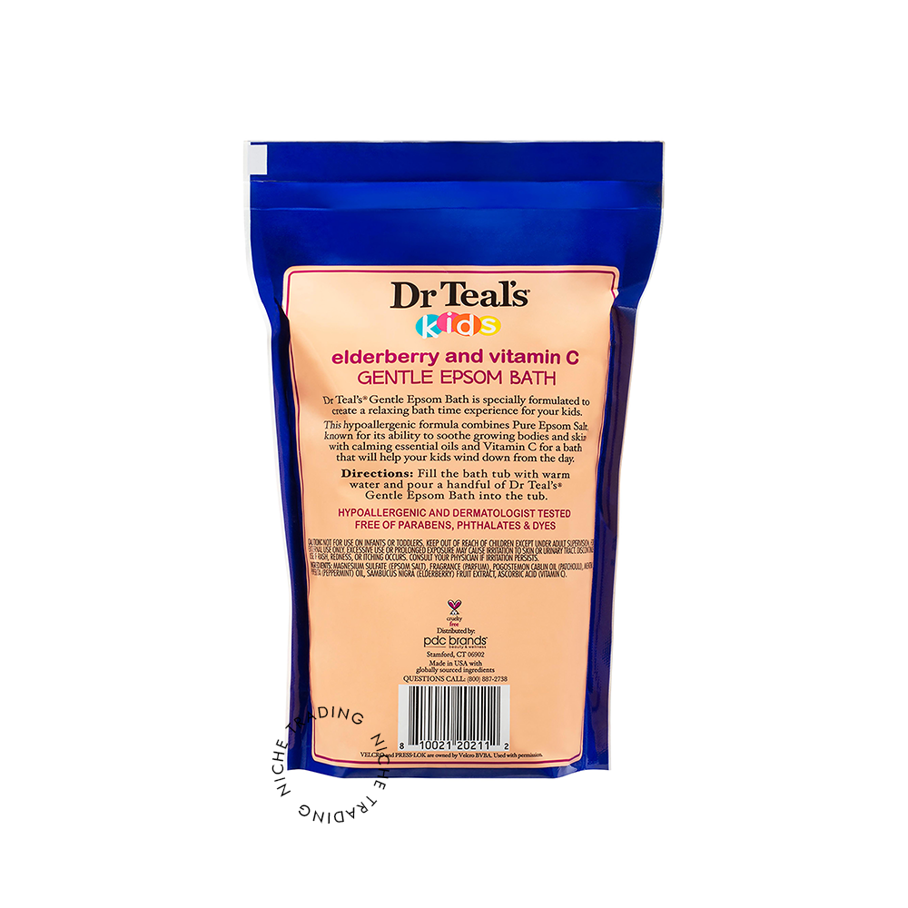 Dr. Teal S Kids Gentle Epsom Bath Boost & Renew with Elderberry & Vitamin C 2 Lbs 909 gm