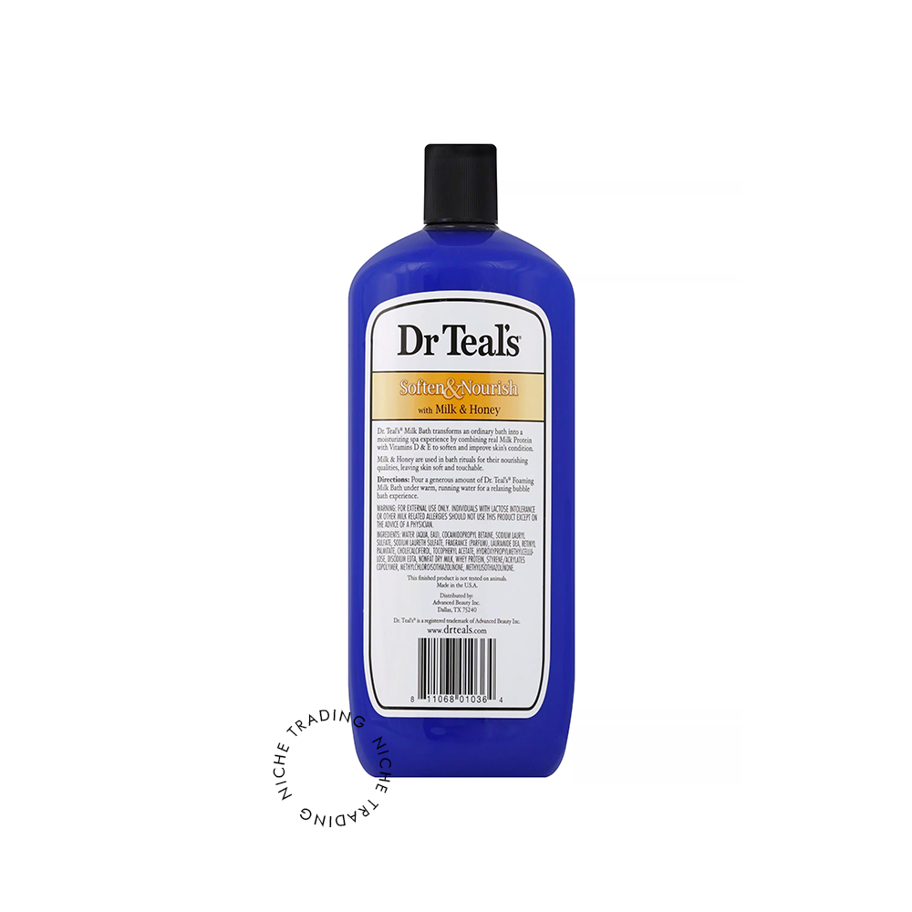 Dr Teal S Soften & Nourish Foaming Bubble Bath with Pure Epsom Salt Milk & Honey 1000ml