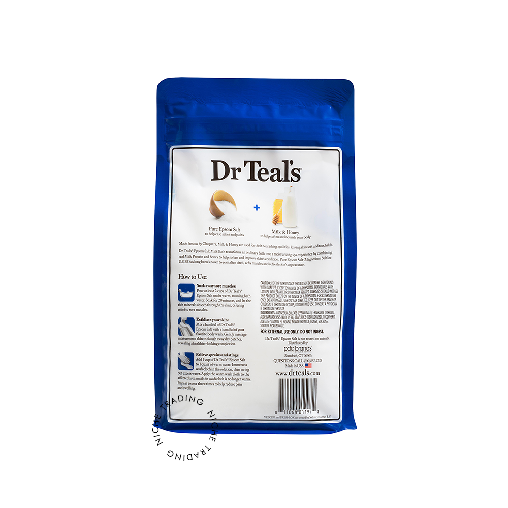 Dr Teal S Pure Epsom Salt Soaking Solution Soften & Nourish with Milk & Honey 3 Lbs 1.36kg