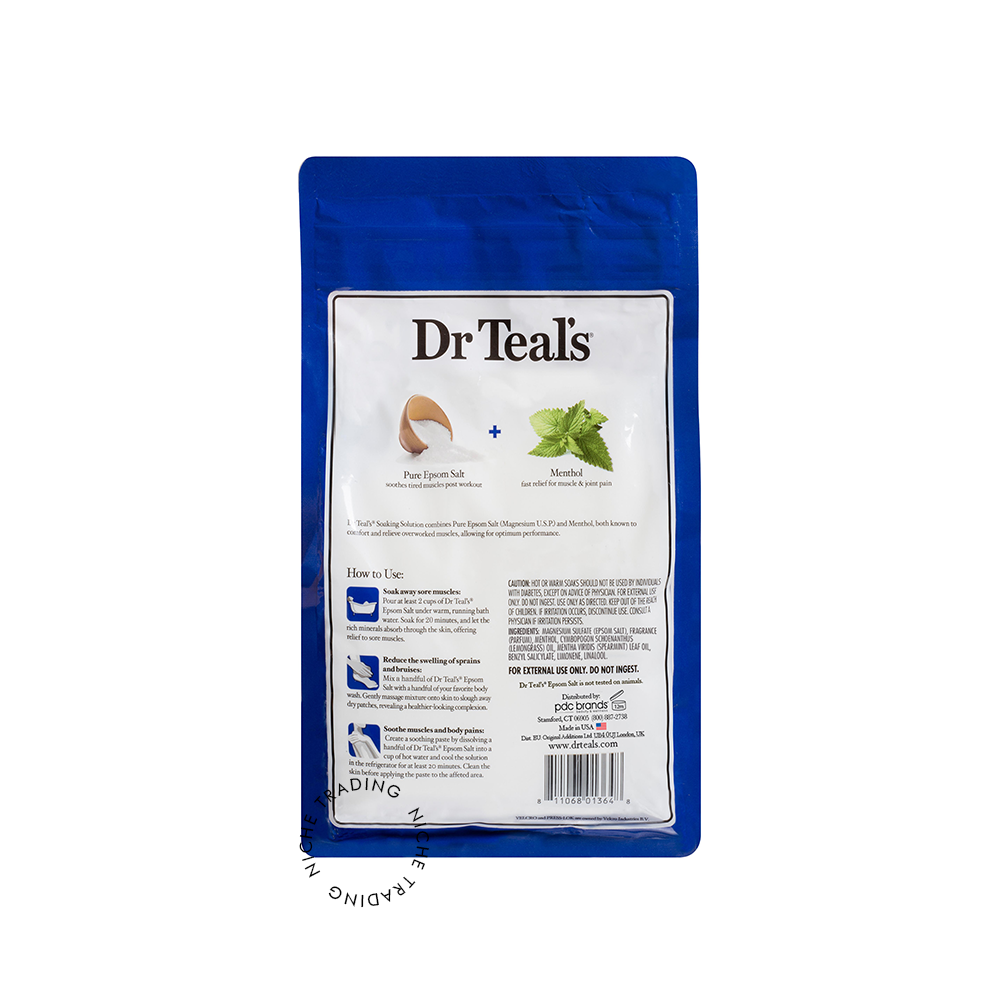 Dr Teals Pure Epsom Salt Pre & Post Workout with Magensium Sulfate & Menthol 1.36kg