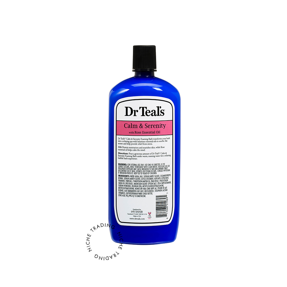 Dr Teal S Foaming Bath with Pure Epsom Salt Calm & Serenity with Rose Essential Oil 1000ml
