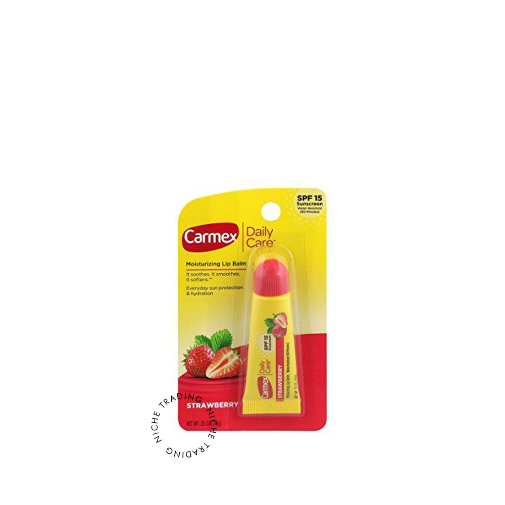 Carmex Strawberry Daily Care Lip Balm with SPF 15 – Blister Pack, 10g Tube