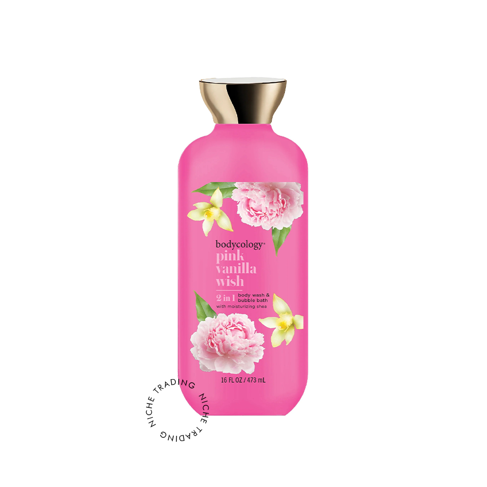 Bodycology 2-in-1 Body Wash & Bubble Bath, Pink Vanilla Wish, 16floz